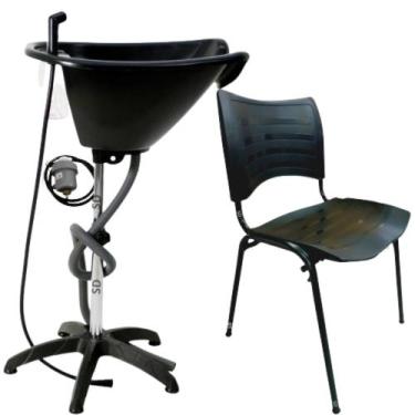 Imagem de Kit Lavatório Portátil preto + Aquecedor + Cadeira Plástica - HENVIFER