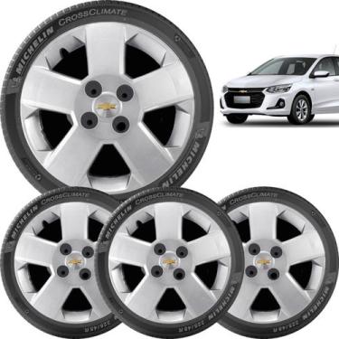 Imagem de 4x Calota Gm Prisma Corsa Onix Aro 14 com emblema 087cb - Grid