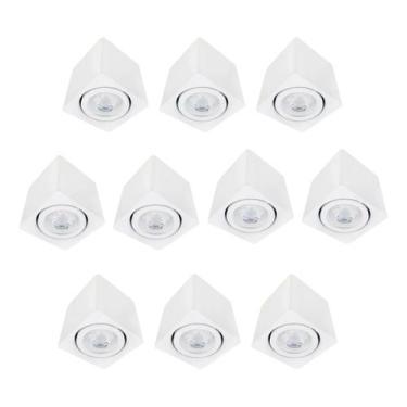 Imagem de Kit 10 Spot Quadrado Sobrepor Direcionável GU10 Dicroica 7cm - Embralu