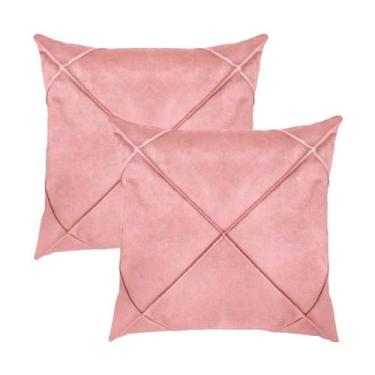 Imagem de Kit 2 Capas para Almofada Drapeada em Veludo Quadrada 50x50 Várias Cor