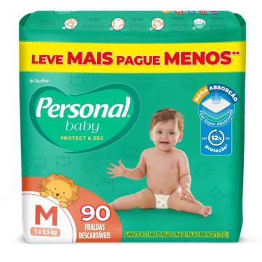 Imagem de Fralda Infantil Personal Baby Protect & Sec Tamanho M com 90 Tiras