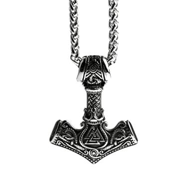 Imagem de LANGHONG Colar Nórdico Viking Thor Martelo Mjolnir para Homens Joias Talismã, 32X43, Aço inoxidável, Sem Pedra Preciosa