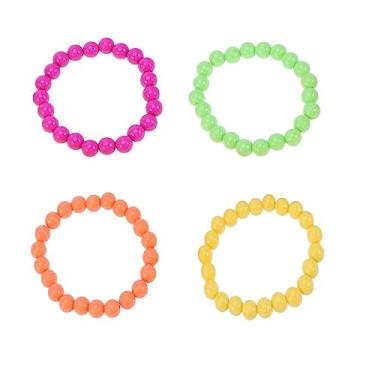 Imagem de BinaryABC Pulseiras de miçangas neon para festa dos anos 70 e 80, acessórios de fantasia, 4 peças, ONE SIZE, Plástico, Contas de plástico