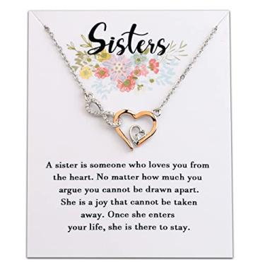 Imagem de bobauna Colar Sister Best Friend Friendship Gift With Message Card A Sister Is Someone Who Loves You From The Heart, 2.5cm*1.5cm, Cobre, nagam