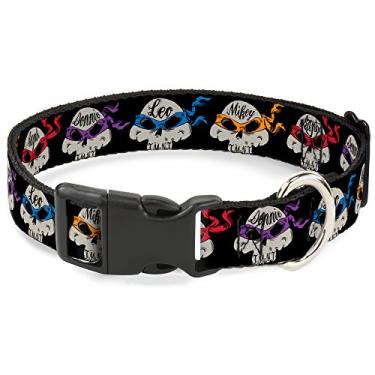 Imagem de Teenage Mutant Ninja Turtles Coleira de gato Breakaway TMNT 4 tartaruga Road Rebel Skulls preta 15 a 23 cm 1,2 cm de largura