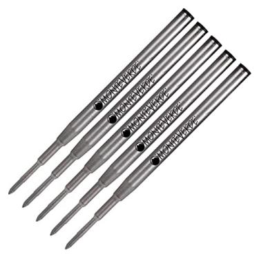 Imagem de Pacote com 5 – Canetas esferográficas Monteverde para servir em canetas esferográficas Montblanc Twist-Action, tinta gel, ponta média, Preto