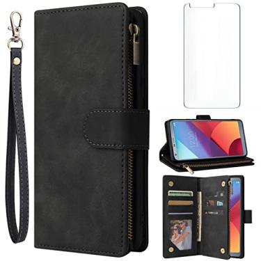 Imagem de Asuwish Capa carteira compatível com LG G6 e protetor de tela de vidro temperado, capa flip com suporte para cartão, acessórios de celular, capas para celular LGG6 ThinQ LG6 Thin Q G 6 Plus G6+ 6G