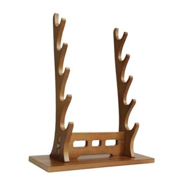 Imagem de Milageto Suporte para exibição de espadas de samurai, suporte para espadas, organizador de armazenamento de sabres de luz clássicos, suporte para tanto, , Nogueira 5 Camadas