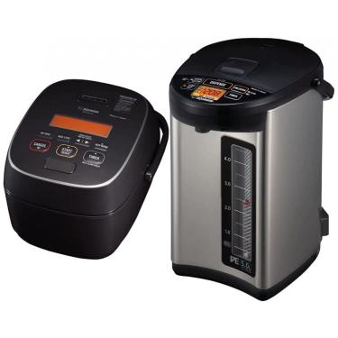 Imagem de Kit Panela de Arroz Elétrica 5,5 Xícaras NW JEC10BA e Chaleira Elétrica 5 Litros JAC50XB, 110V, Zojirushi, Preta