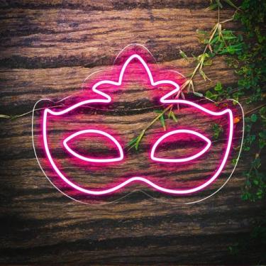 Imagem de Painel Neon Led Mascara Decorativo Luminoso Festa Carnaval - OntheLigh