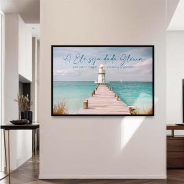 Imagem de Quadro Decorativo Cristão Gospel; A Ele seja dada Glória Efésios 3:21; Quadros bíblicos; Versículos Bíblicos; Presente criativo; Quadro com Mensagem Motivacional; Motivação; Evangélico. (Moldura Preta, 21x30, Emoldurado)