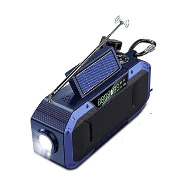Imagem de HHWKSJ Rádio meteorológica 5000mAh, rádio de emergência do dínamo de manivela de mão com Am/fm/Noaa, LED Carregador de celular leve e sensor de lanterna e movimento de movimento e SOS Alarme