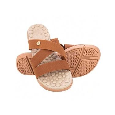 Imagem de Tamanco Uniflex em X Com Bolinha Massageadora, Caramelo, 36