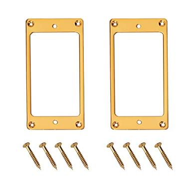 Imagem de 2 peças Yootones Metal Humbucker Pickup Ring Cover Frame Replacement Compatível com guitarras elétricas de montagem de guitarra LP SG (ouro)