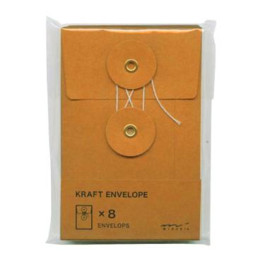 Imagem de Envelopes Midori 85676006 Kraft, P, vertical, com corda, laranja, pacote com 8