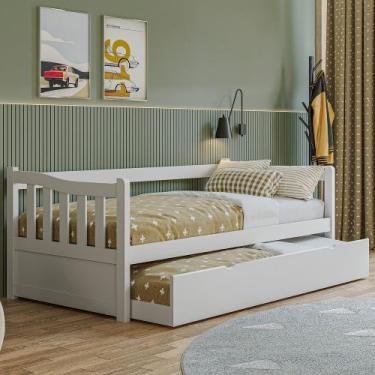 Imagem de Bicama De Solteiro Em Madeira Com Cama Auxiliar Woodstore, Branco