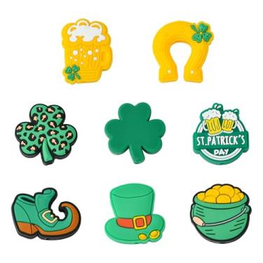 Imagem de Ipotkitt 16 peças, 8 estilos, contas focais de silicone com tema do Dia de Patrício, chapéu de trevo, contas espaçadoras planas em forma de cerveja para chaveiro faça você mesmo, pulseira, joias,