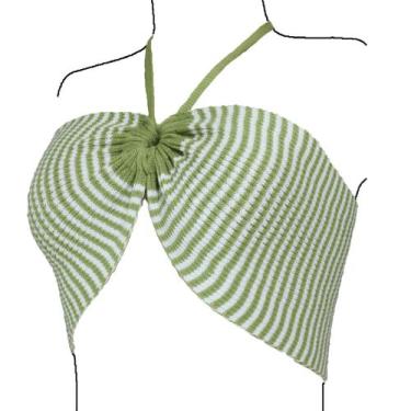 Imagem de Top Cropped Faixa Listrado - Katlen Tricot, Verde, Único