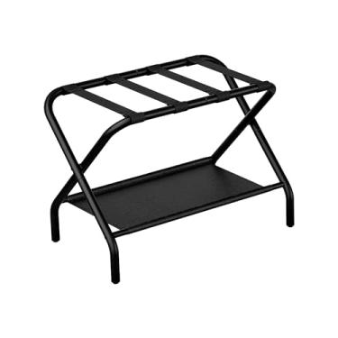 Imagem de Smart FENDEE Suporte Para Bagagem, Suporte Para Mala Dobrável Com Prateleira De Armazenamento, Suporte Para Bagagem De Aço Para Quarto De Hóspedes, Essencial, Quarto, Hotel, Airbnb, Preto