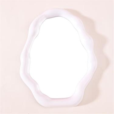 Imagem de MACGIKMIRO Espelho de mesa nuvem espelho de maquiagem espelho de retoque em forma irregular espelho de maquiagem espelho portátil (branco)