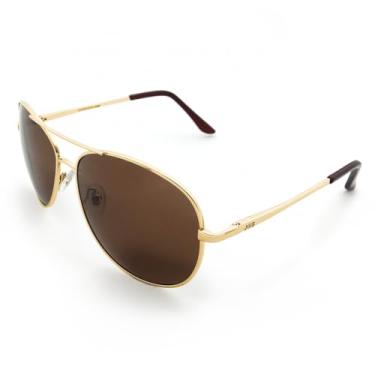 Imagem de J+S Óculos de sol aviador clássico estilo militar premium, polarizado, 100% de proteção UV para meninos e meninas (armação pequena - armação dourada/lente marrom)