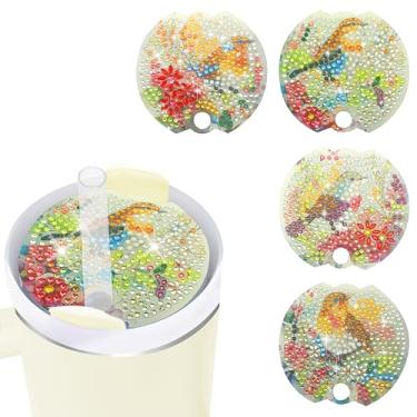 Imagem de DIY Bling Stanley Cup Accessories 1,134 g Glitter Stanley Cup Lid Accessories Diamonds Tumbler Lid Accessories Bling Tumbler Lid Plate for Water Bottle Accessories (Faça você mesmo) (pássaros)