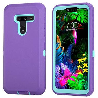 Imagem de Capa para LG G8 ThinQ, capa para LG G8, híbrida de alta resistência a impactos [com protetor de tela integrado] resistente de corpo inteiro à prova de choque tricamada resistente para LG G8/G8 ThinQ, Purple/Mint