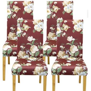 Imagem de Comfy Gate Pacote com 4 capas de cadeira de sala de jantar, capas de cadeira para sala de jantar, conjunto de 4 capas elásticas para cadeira de jantar, conjunto de 4 protetores de cadeira de cozinha,