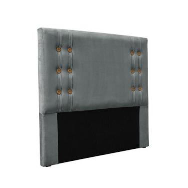 Imagem de Cabeceira Cama Box Queen 160cm e Recamier Gênova Veludo Cinza S04 - D'