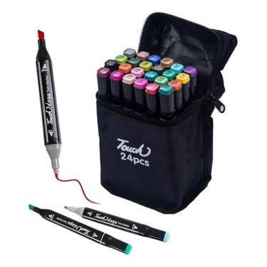 Imagem de Canetinhas Ponta Dupla 24 Cores para Pintura e Desenho - Hardseven