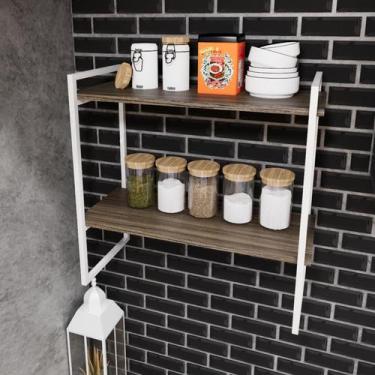 Imagem de Prateleira Nicho Estilo Industrial Suspensa Teto Parede 60cm Branco - 