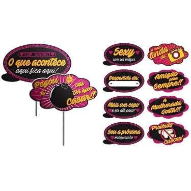 Imagem de Plaquinhas Divertidas Despedida Solteira Neon - 10 Unidades