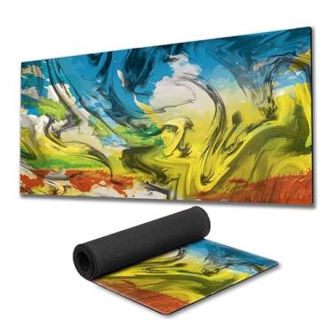 Imagem de Mouse Pad Gamer Abstract Liquid fundo de borracha 90x40cm 80x30cm 900x400 800x300 speed mousepad 90x40 80x30 (1, 80x30 cm) (Rainbow Colors, 90x40)