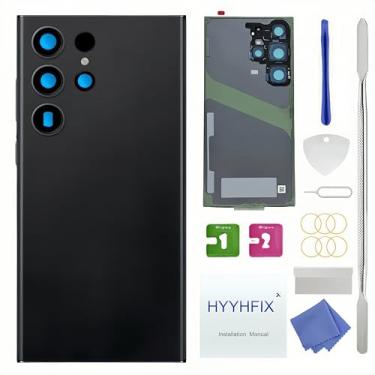 Imagem de HYYHFIX Galaxy S24 Ultra Back Glass Substituição para Samsung Galaxy S24 Ultra capa traseira de vidro à prova d'água e lente de câmera + kit de ferramentas de reparo profissional (titânio preto)