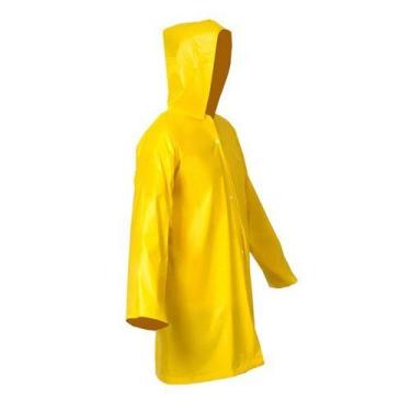 Imagem de Capa de Chuva em PVC Forrada Amarela Com Capuz Tam. GG - Vinilseg
