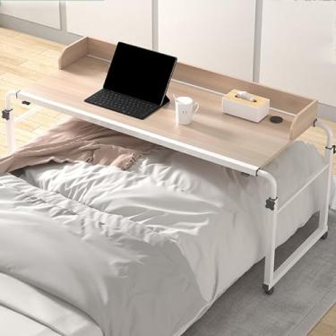 Imagem de Mesa de mobilidade sobre a cama, mesa sobreposta com rodas, mesa de trabalho para computador, altura e comprimento ajustável, mesa móvel adequada para quarto/estudo/sala de estar