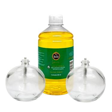Imagem de Kit De 2 Velas Lamparinas De Vidro 100ml Pavio Com Fluido Frasco Citronela