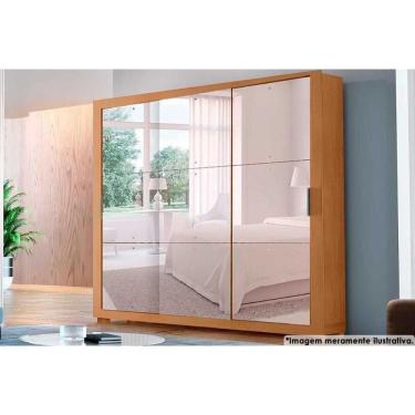 Imagem de Guarda Roupa Solteiro 3 Portas De Correr c- Espelho E 4 Gavetas c- Pés Veneza Gold Naturale - Rufato