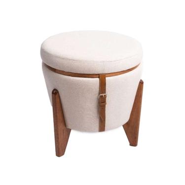 Imagem de Puff Multiuso Apolo Bege Marfim e Imbuia