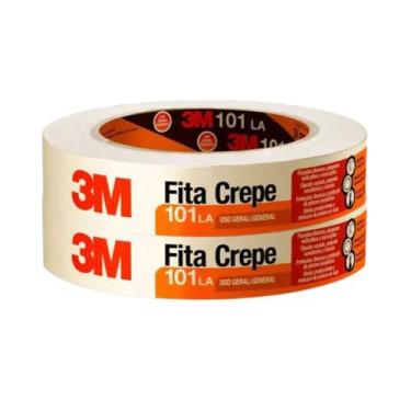 Imagem de Kit 2 fita crepe 18mm x 50 metros 3m 101la pintura marcação reforma ar