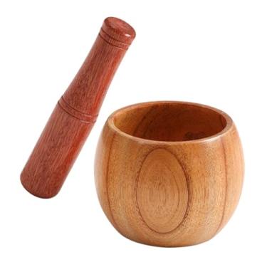 Imagem de IEUDNS Conjunto de moagem de especiarias, argamassa de madeira e pilão, tigela de moagem de especiarias, triturador de alho para molho, eu