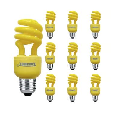 Imagem de Kit 10 Lâmpadas Eletrônica Taschibra Espiral 26W E27 Colorida 110V Amarela