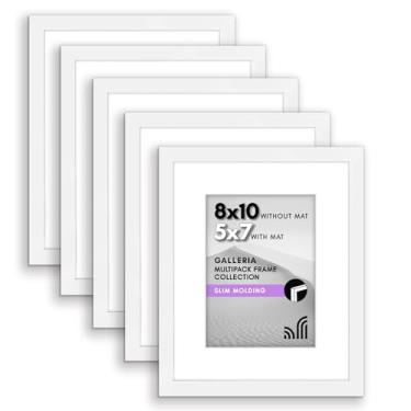 Imagem de Americanflat Porta-retrato 20 x 25 cm em branco – Conjunto de 5 molduras – Mostra 5 x 7 com tapete e 20 x 25 cm sem tapete – com capa de plexiglass, ferragens para pendurar dente de serra para exibição horizontal ou vertical