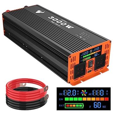 Imagem de TOPBULL 3000 Watt Power Inverter, Car/Home 12V DC to 110V AC Converter, with LED Display, Dual AC Outlets, USB Port, Dual Smart Fans, Cables Included, Suitable for Home, RV