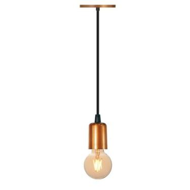 Imagem de Pendente Luminária Unico Cilindro Tubo Vintage Cobre Fio 1,5 - DUTRA A