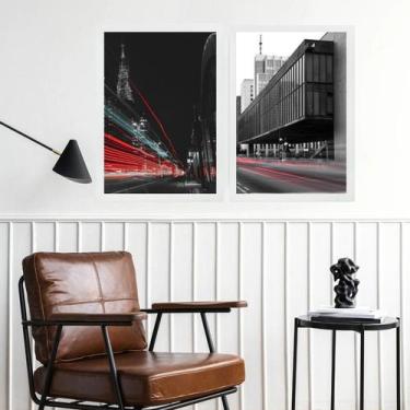 Imagem de Kit 2 Quadros Cidade De São Paulo - Luzes 45x34cm - com vidro - Quadro