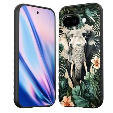 Imagem de EFGWSDER Capa para Pixel 9a, capa protetora de borracha TPU flexível com absorção de choque para Google Pixel 9a 6,3 polegadas 2025, folhas de palmeira de elefante