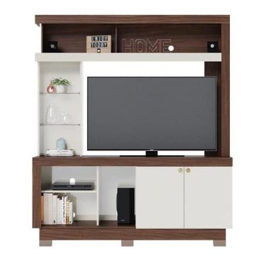 Imagem de Estante Valenca para TV com Led Nogueira Real/Off White - Colibri