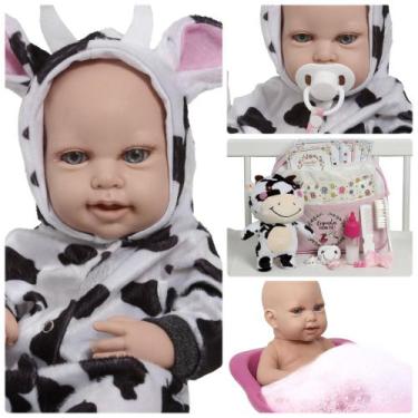 Imagem de Bebê Reborn Enxoval Premium Com Pelúcia Pode Dar Banho - Cegonha Rebor