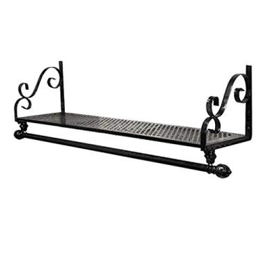 Imagem de CUTPOIY Suporte de parede de rack de roupas industriais, rack de roupas de loja de roupas, exibição de roupas de ferro, prateleiras flutuantes, rack de armazenamento de cabide (cor: bronze, tamanho